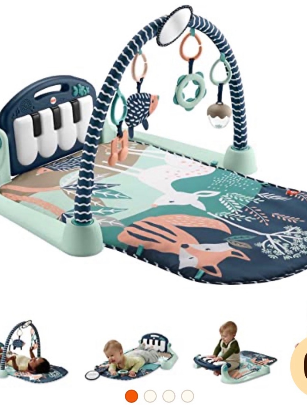 Fisher Price Musical Play Gym for Babies - Navy & Mint